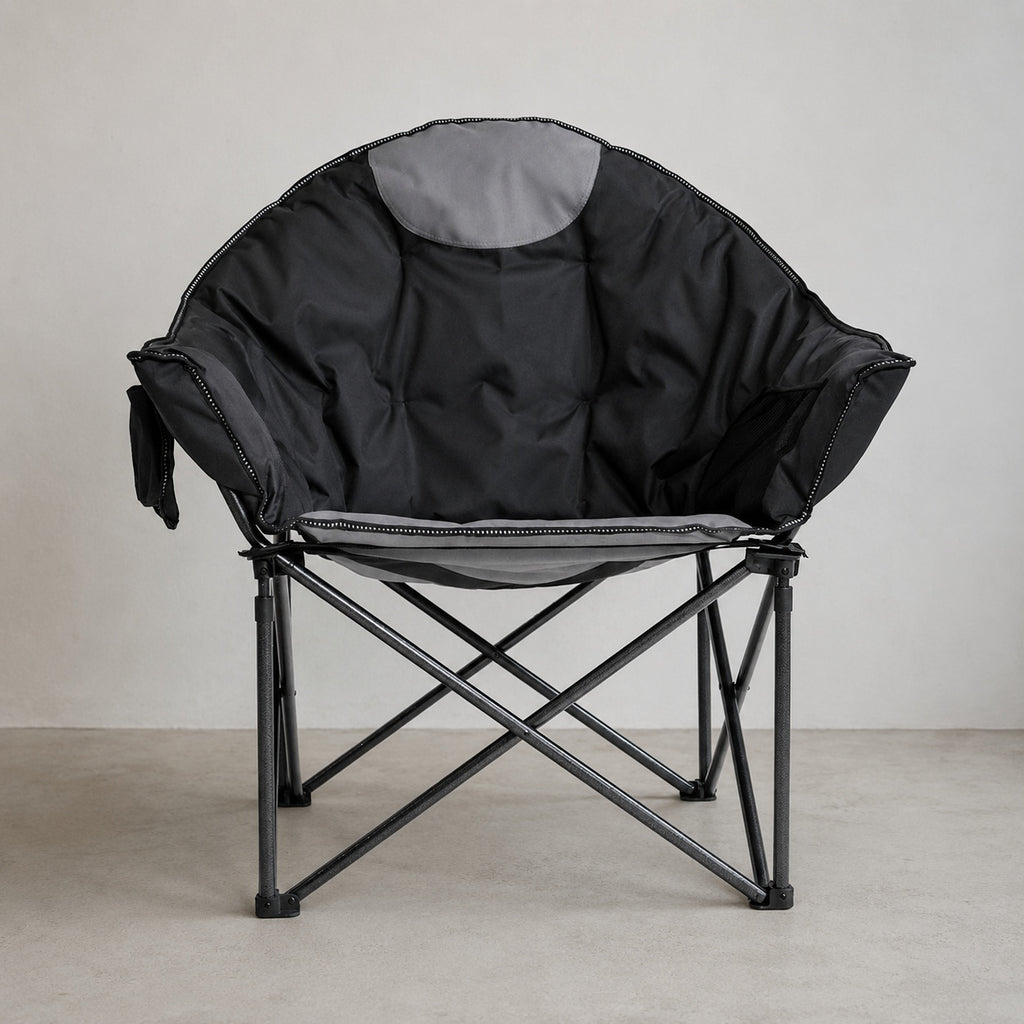 Reinforced Steel Frame Folding Moon Saucer Camping Chair, 500 lbs Capacity Lunecalme